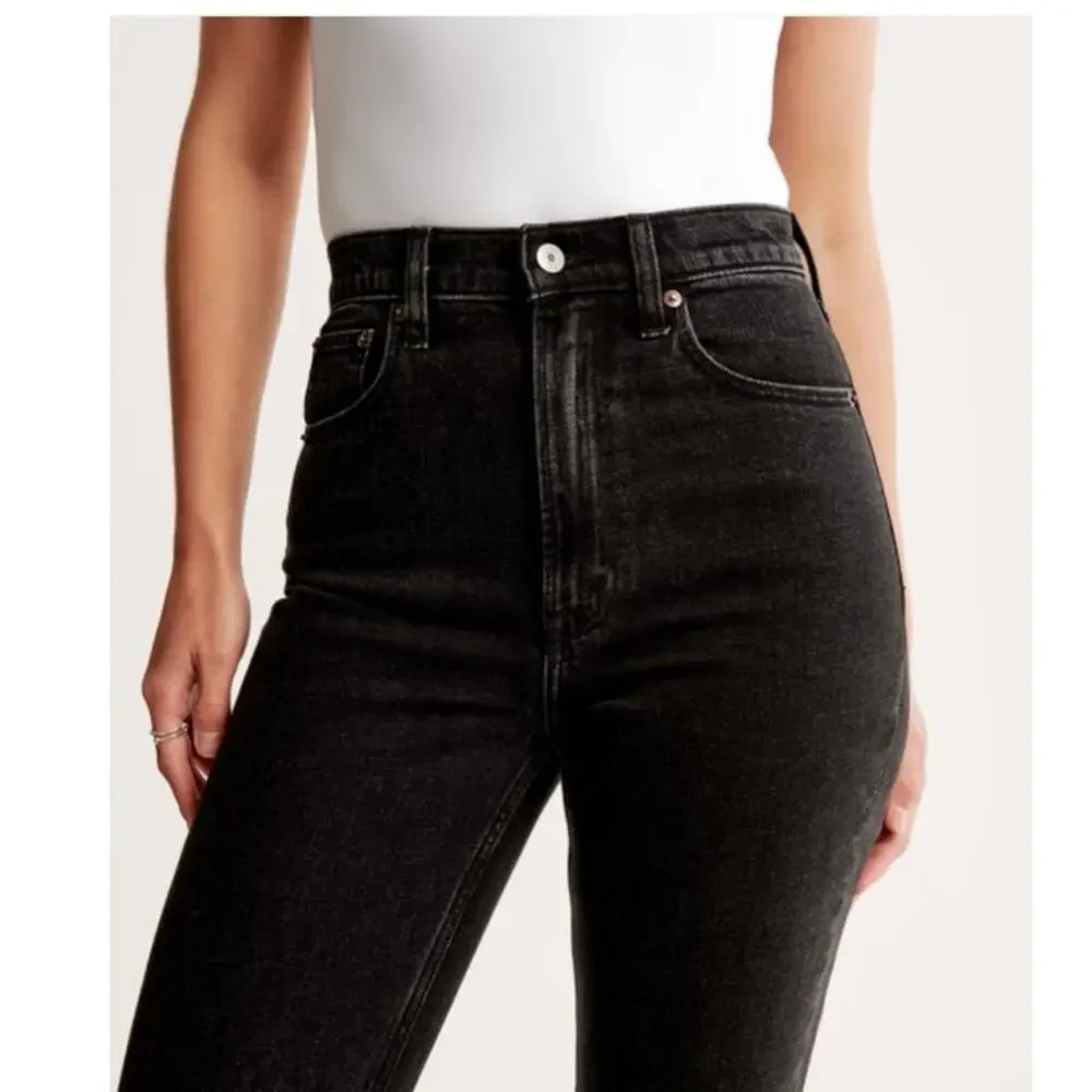 Abercrombie Ultra High Rise Ankle Straight Jeans Black Wash Size 27 Cropped - Picture 14 of 15